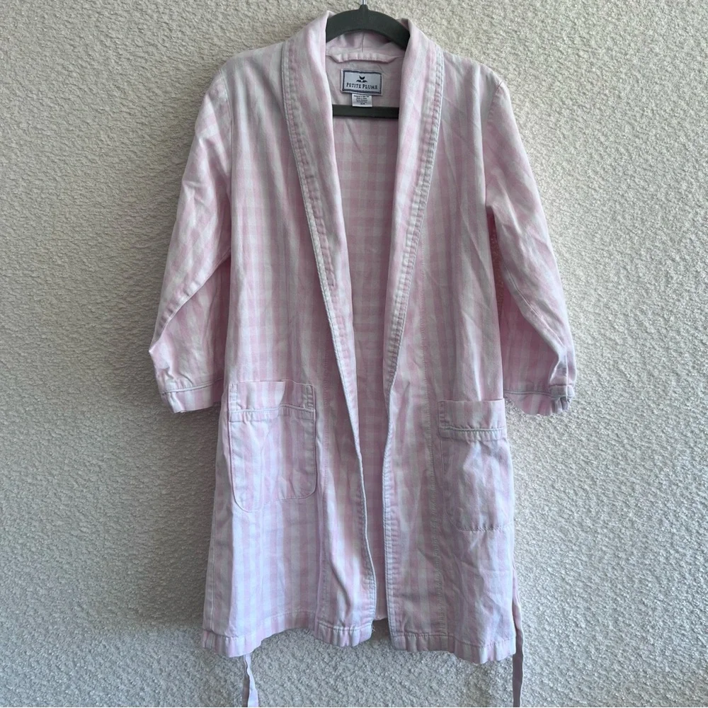 Petite Plume Kids Toddler Gingham Pink‎ Cotton Robe With Belt Size 3/4